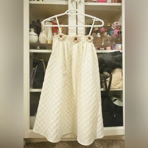 Elegant Cream Skirt with Floral Accents